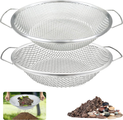 3PCS Soil Sifter for Gardening, Rock Sifter for 5gallon Bucket, Dirt Sifter Compost Sifter, Sifter for Gravel Sawdust Vermicompost, 3mm, 6mm,8mm, Soil Sifter with Handle