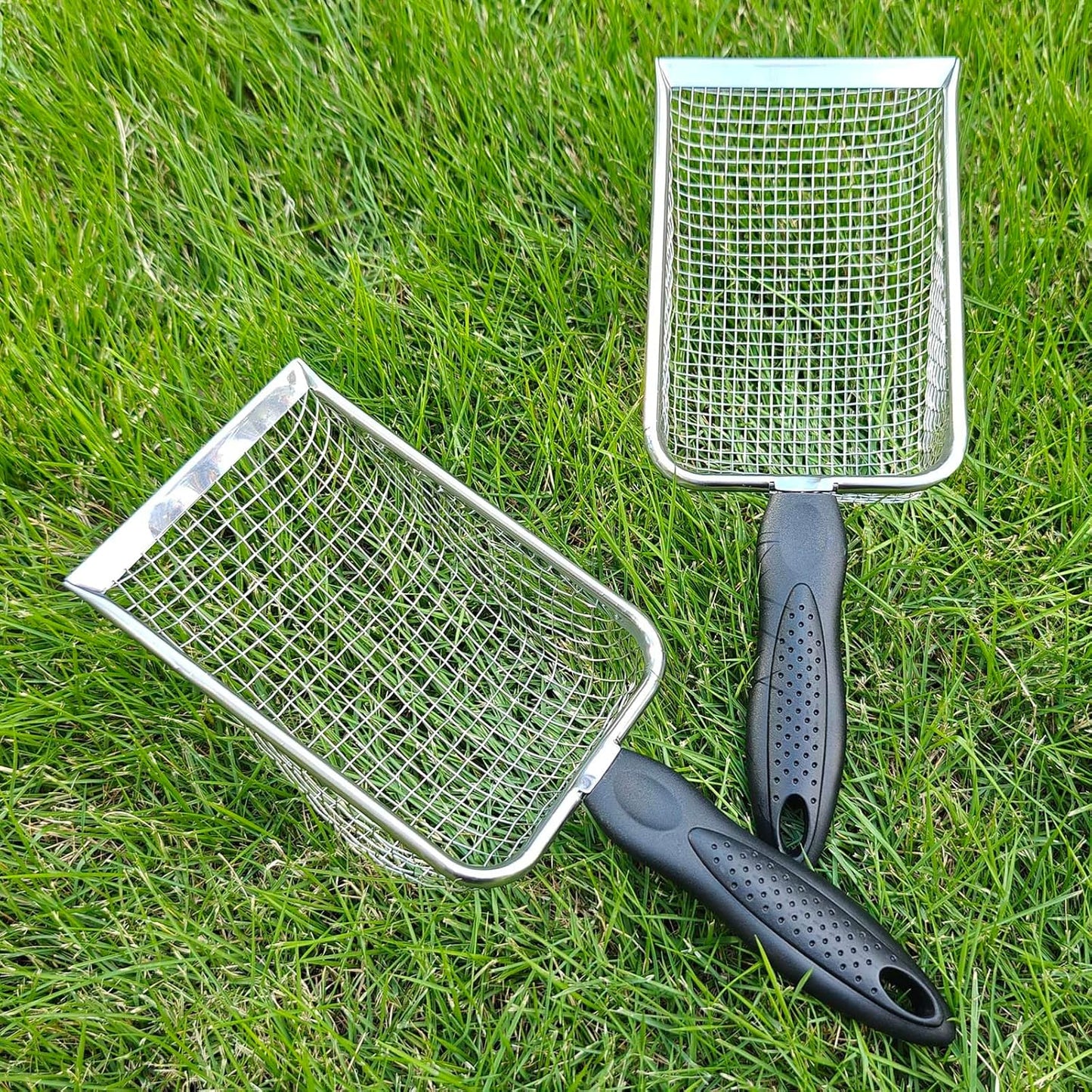 Gardening Soil Sifter Pack of 2 - Garden Sand Soil Compost Sifter with Handle - Two Garden Sifters (3.8mm and 5mm Mesh),Ideal for Sand, Rocks, Dirt, Compost - Perfect for Gardening