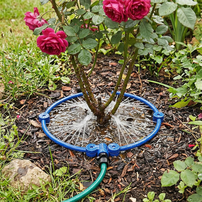 2Pcs 360° Tree Water System Tree Watering Ring 13 Inch Circle Sprinkler and Irrigation System Targeted Water with Y Hose Splitter for New Tree Outdoor Plants Raised Garden Beds Shrubs (Green, Small)