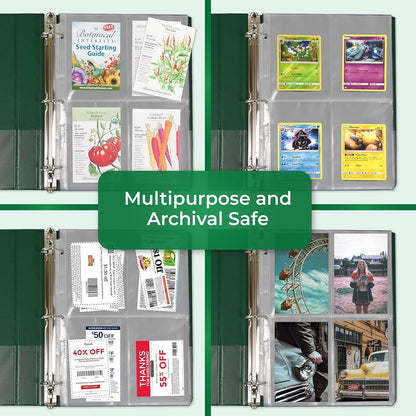 Samsill 50 Pack Heavy Weight 4 Pocket Garden Seeds Storage Clear Sheet Protectors, Seed Organizer, Each Pocket Measures 3.5" x 5.25", Fits in Standard 3 Ring Binder
