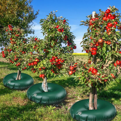 TaoBary 4 Pcs 10 Gallon Tree Watering Ring Bag Slow Release Watering Bag Deep Root Automatic Drip System PVC Drip Irrigation Pouch Donuts for Newly Planted Multi Trunk Trees Shrubs (Black)