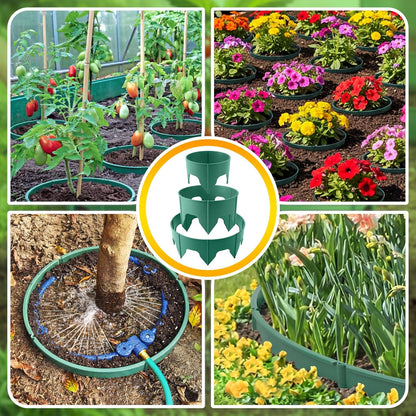 50 Pcs Planting Grow Rings, Diameter Range 8.2-15.7 Inches, Adjustable Interlocking Plant Support Rings with Mallet, Reusable Tree Watering Ring for Garden Root Irrigation (Black)