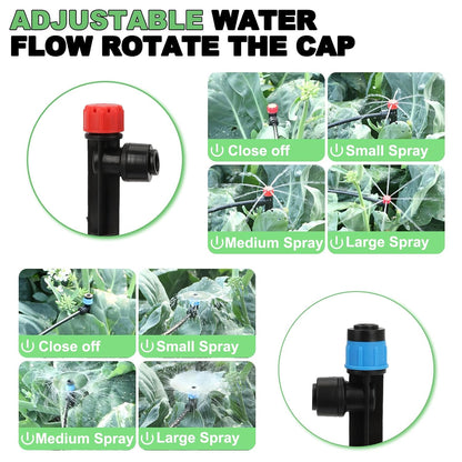 128FT Drip Irrigation System Kit, Automatic Garden Watering Kit with 1/2 Inch Hose & 1/4 Inch Distribution Tubing & Accessories for Yard, Lawn, Greenhouse, Raised Bed, Patio & Outdoor Plants