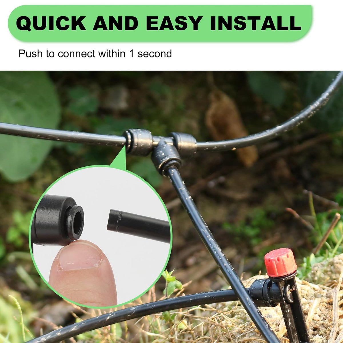 128FT Drip Irrigation System Kit, Automatic Garden Watering Kit with 1/2 Inch Hose & 1/4 Inch Distribution Tubing & Accessories for Yard, Lawn, Greenhouse, Raised Bed, Patio & Outdoor Plants