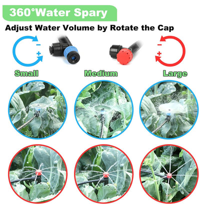 128FT Drip Irrigation System Kit, Automatic Garden Watering Kit with 1/2 Inch Hose & 1/4 Inch Distribution Tubing & Accessories for Yard, Lawn, Greenhouse, Raised Bed, Patio & Outdoor Plants