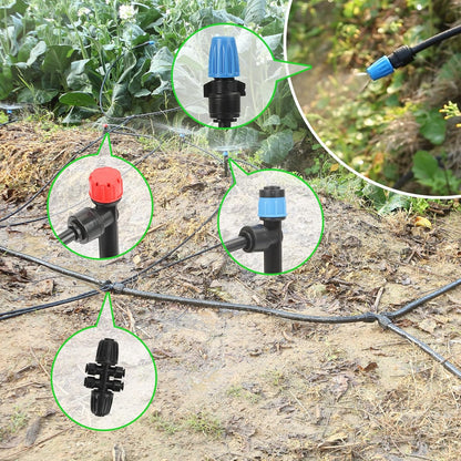 128FT Drip Irrigation System Kit, Automatic Garden Watering Kit with 1/2 Inch Hose & 1/4 Inch Distribution Tubing & Accessories for Yard, Lawn, Greenhouse, Raised Bed, Patio & Outdoor Plants