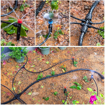128FT Drip Irrigation System Kit, Automatic Garden Watering Kit with 1/2 Inch Hose & 1/4 Inch Distribution Tubing & Accessories for Yard, Lawn, Greenhouse, Raised Bed, Patio & Outdoor Plants