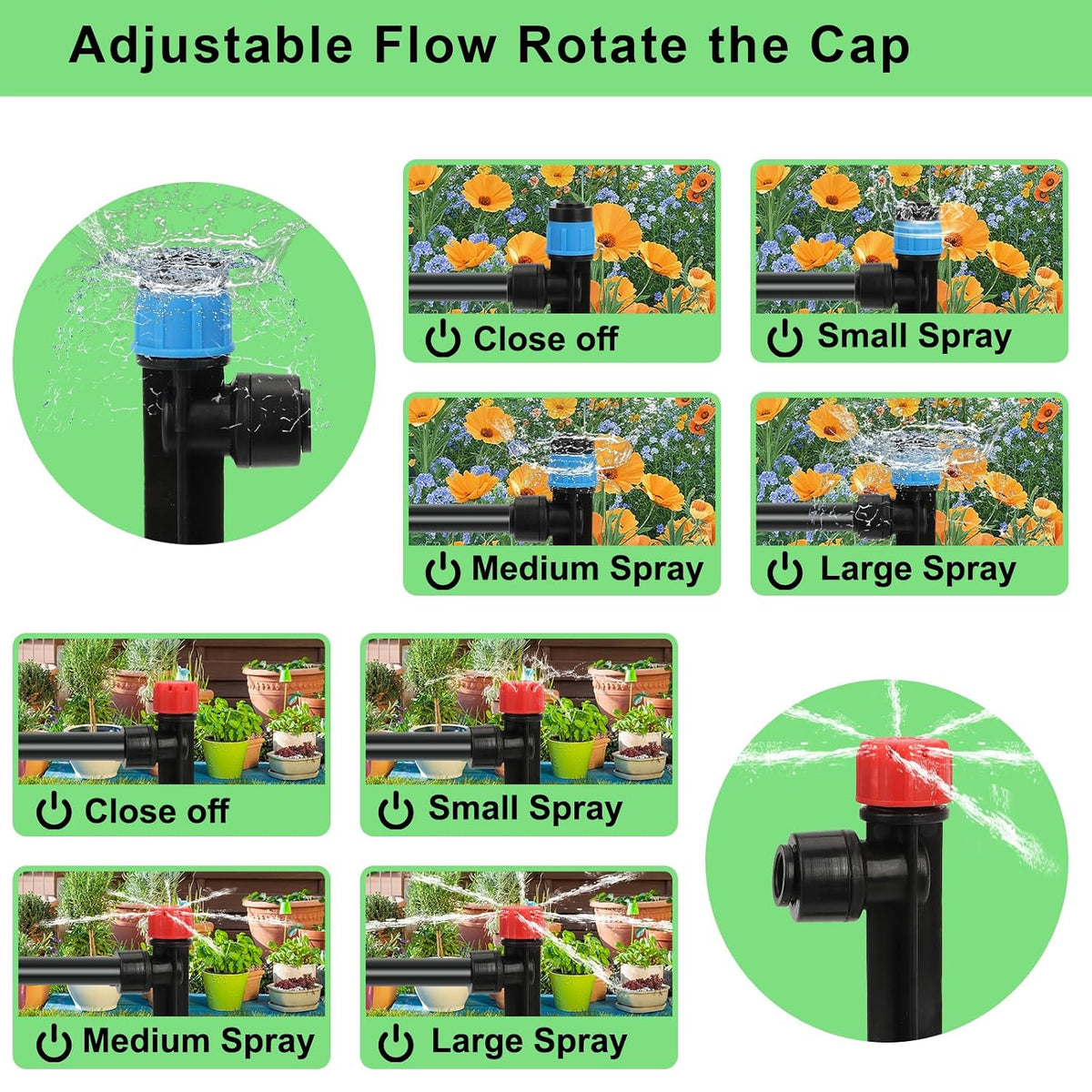 128FT Drip Irrigation System Kit, Automatic Garden Watering Kit with 1/2 Inch Hose & 1/4 Inch Distribution Tubing & Accessories for Yard, Lawn, Greenhouse, Raised Bed, Patio & Outdoor Plants