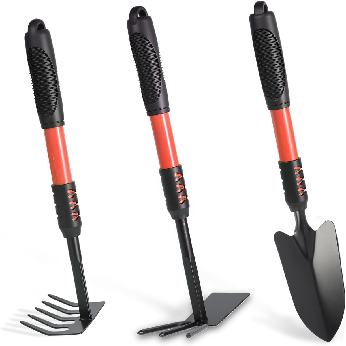 Gardening Tool, 3 Pack Lightweight Heavy Duty Spade Shovel, Garden Tools and Hand Rake with Soft Rubber Non-Slip Handle, for Gardenging Planting Weeding Digging, Green