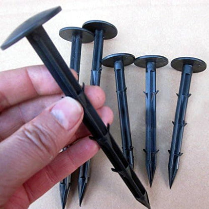 30 Pcs 4.3 inch Sturdy Plastic Stakes Anchors Rustproof for Holding Down Landscape Fabric Lawn Edging,Tents,Game Nets and Rain Tarps Black
