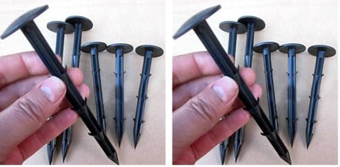 30 Pcs 4.3 inch Sturdy Plastic Stakes Anchors Rustproof for Holding Down Landscape Fabric Lawn Edging,Tents,Game Nets and Rain Tarps Black