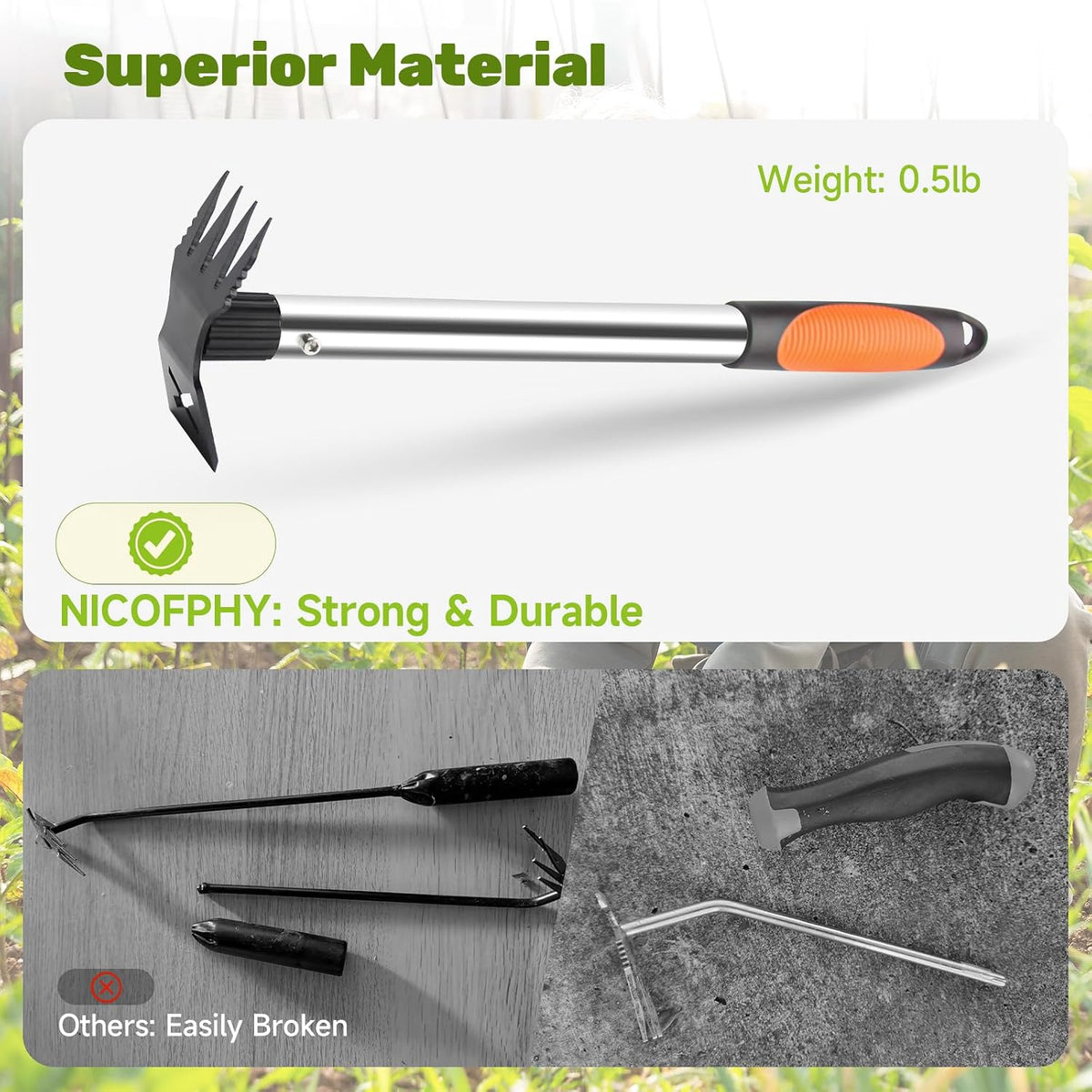 60" Weed Puller Tool with Long Handle and 17" Weeding Tools Gardening Set