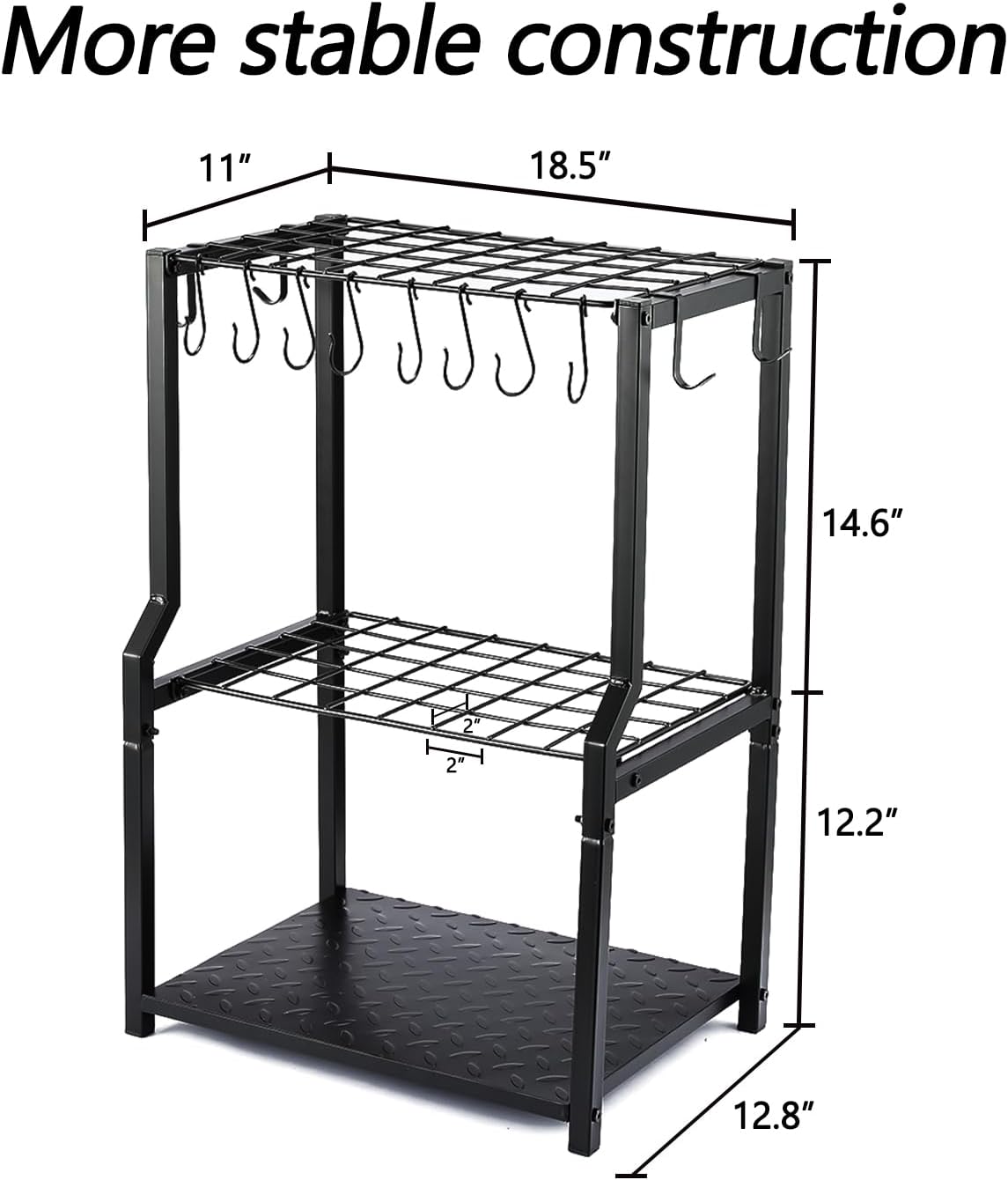 Garden Tool Organizer Heavy Duty,Yard Tool Tower Rack,Garage Storage Organization for Long Handle Tools,Rake,Brooms,Extra Hooks for Small Shovel,Shear.All Metal,Free Standing.