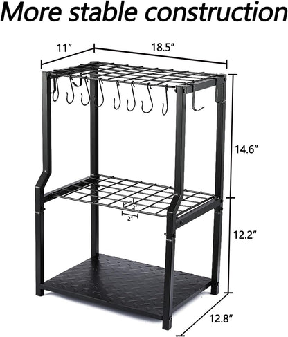 Garden Tool Organizer Heavy Duty,Yard Tool Tower Rack,Garage Storage Organization for Long Handle Tools,Rake,Brooms,Extra Hooks for Small Shovel,Shear.All Metal,Free Standing.