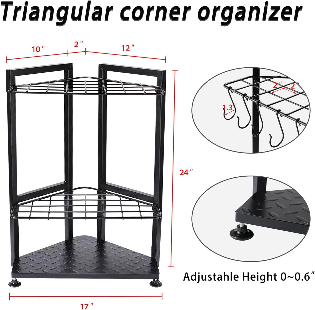 Garden Tool Organizer Heavy Duty,Yard Tool Tower Rack,Garage Storage Organization for Long Handle Tools,Rake,Brooms,Extra Hooks for Small Shovel,Shear.All Metal,Free Standing.