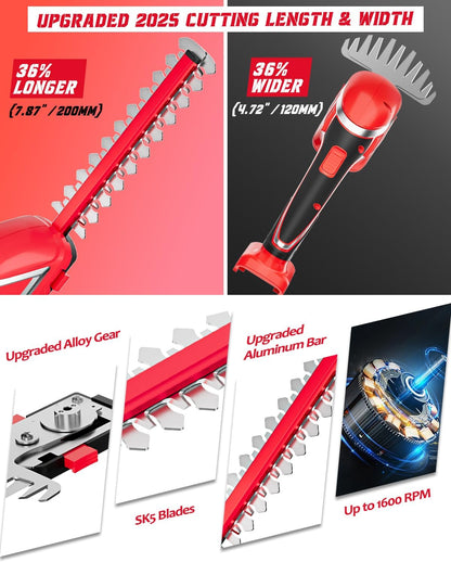 2-in-1 Hedge Trimmer Compatible for Milwaukee 18V, 7.9" & 4.7" Blades