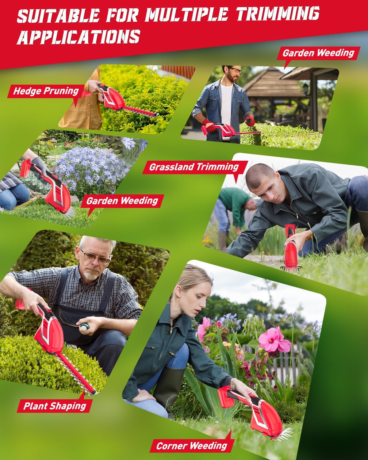 2-in-1 Hedge Trimmer Compatible for Milwaukee 18V, 7.9" & 4.7" Blades
