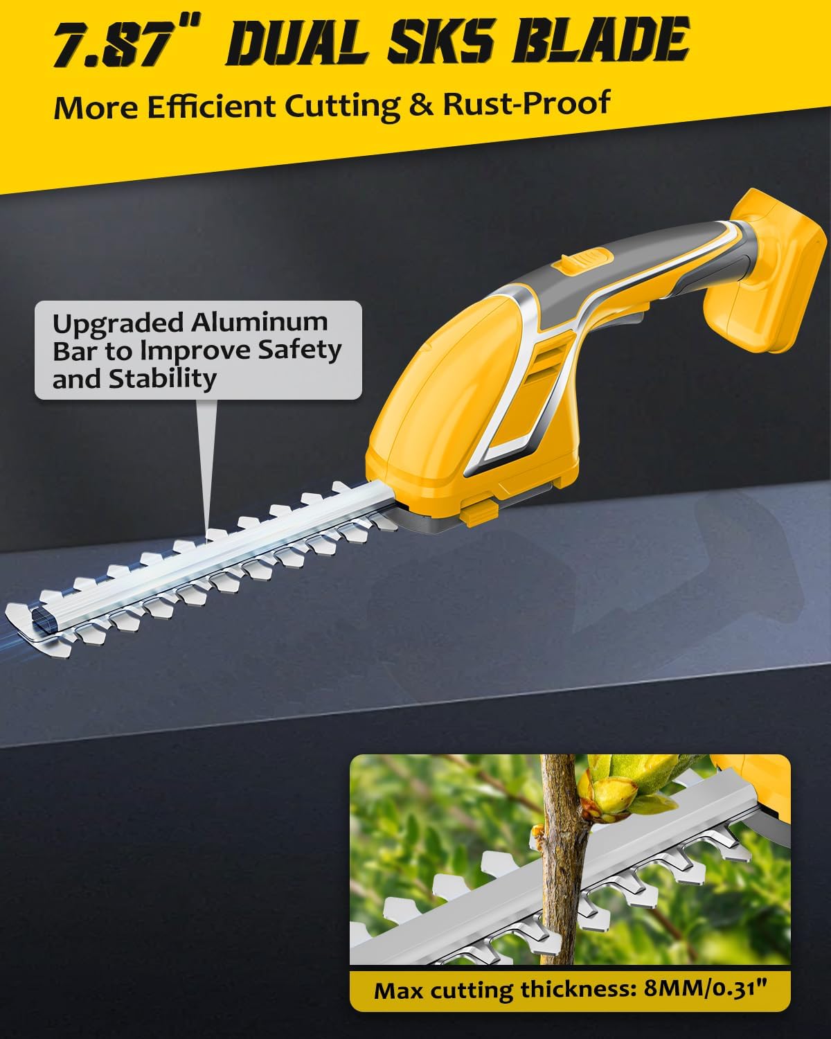 2-in-1 Hedge Trimmer Compatible for Milwaukee 18V, 7.9" & 4.7" Blades