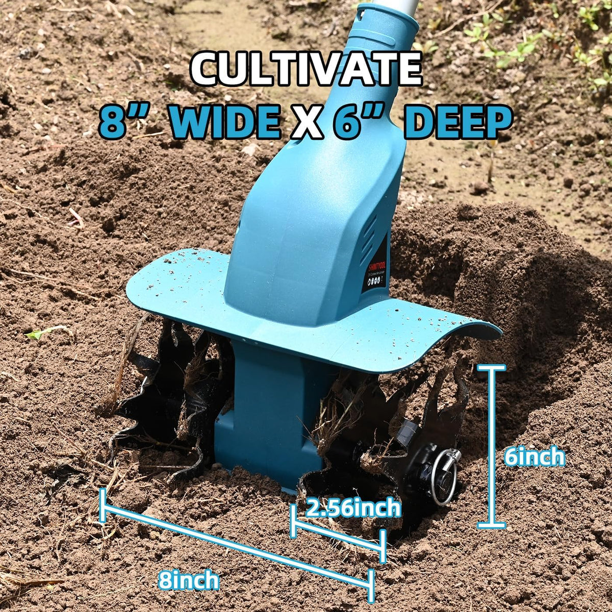 21v Cordless Tiller Cultivator with 4.0 Ah Battery and Charger