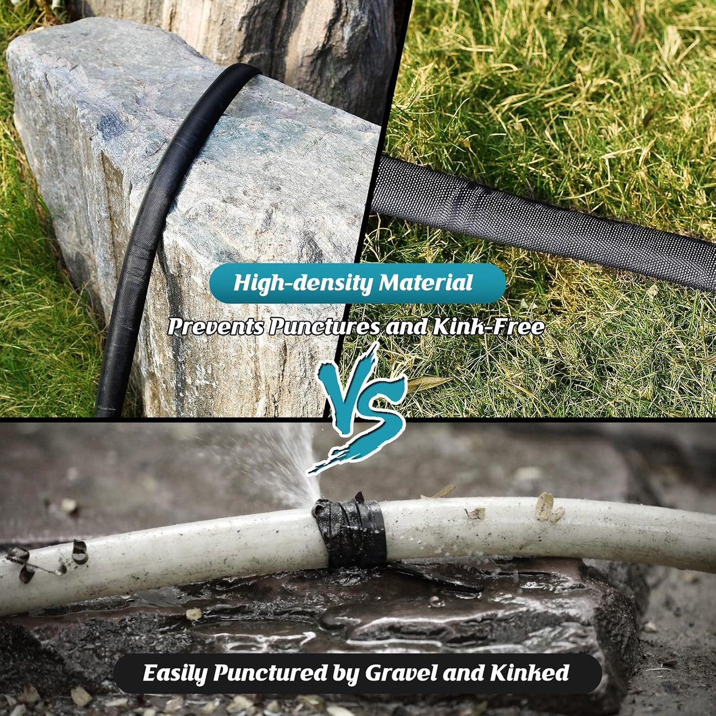 Garden Hose 100ft, 3/4GHT Non-Expanding Water Hose Lightweight, Flexible Garden Hose with 10 Function Nozzle, Kink-Free, Sturdy, High-Pressure, Abrasion Resistant Hoses for Yard, Garden