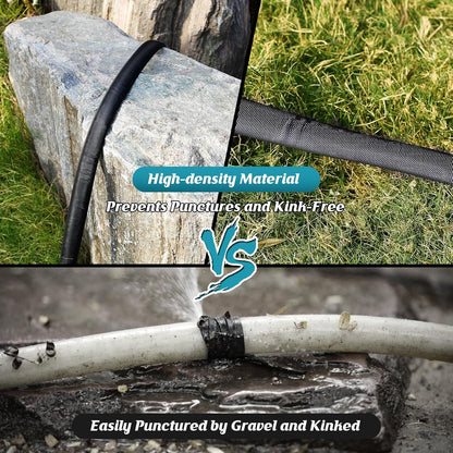 Garden Hose 100ft, 3/4GHT Non-Expanding Water Hose Lightweight, Flexible Garden Hose with 10 Function Nozzle, Kink-Free, Sturdy, High-Pressure, Abrasion Resistant Hoses for Yard, Garden