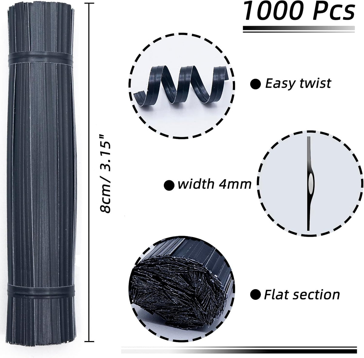 1000 Pcs Twist Ties for Craft, 4 Inch Kraft Paper Twist Ties Reusable, Metallic Twist Ties Bread Ties for Treat Bags, Cake Pop, Cable, Garden Plants, Party Favors