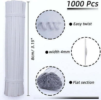 1000 Pcs Twist Ties for Craft, 4 Inch Kraft Paper Twist Ties Reusable, Metallic Twist Ties Bread Ties for Treat Bags, Cake Pop, Cable, Garden Plants, Party Favors