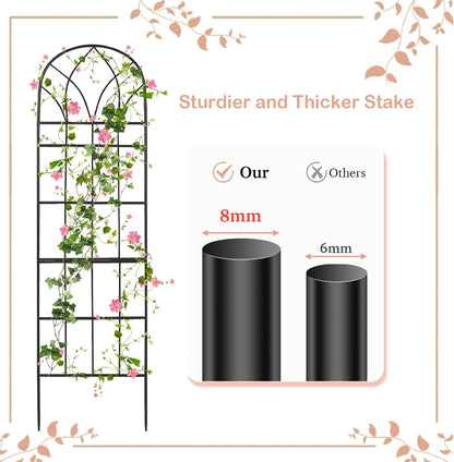 62"x15" Metal Garden Trellis, Black, Durable Powder-Coated, 2 Pack