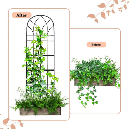 62"x15" Metal Garden Trellis, Black, Durable Powder-Coated, 2 Pack