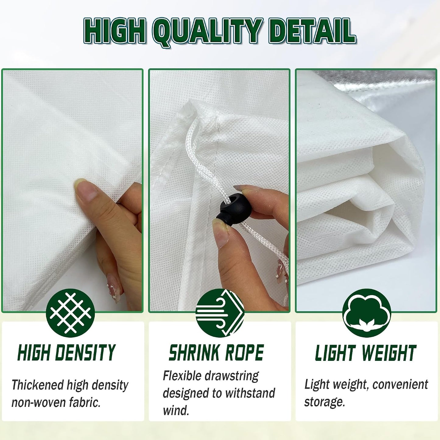 Rectangular Plant Cover Frost Big Size for 4×3×1FT Non Woven Fabric Garden Bed Cover with Zip Drawstring for Winter Cover Protection，Raised Beds Protect Plant Vegetable from Winter Frost