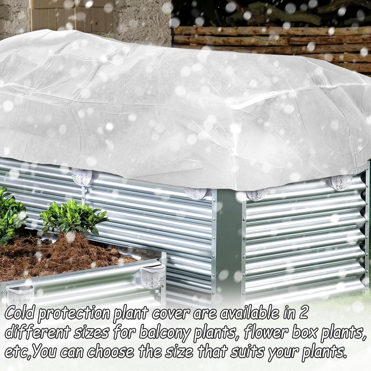 Rectangular Plant Cover Frost Big Size for 4×3×1FT Non Woven Fabric Garden Bed Cover with Zip Drawstring for Winter Cover Protection，Raised Beds Protect Plant Vegetable from Winter Frost