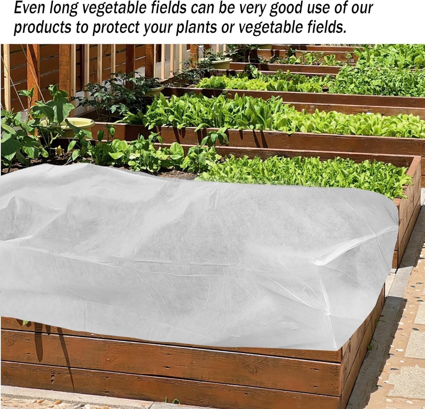 Rectangular Plant Cover Frost Big Size for 4×3×1FT Non Woven Fabric Garden Bed Cover with Zip Drawstring for Winter Cover Protection，Raised Beds Protect Plant Vegetable from Winter Frost