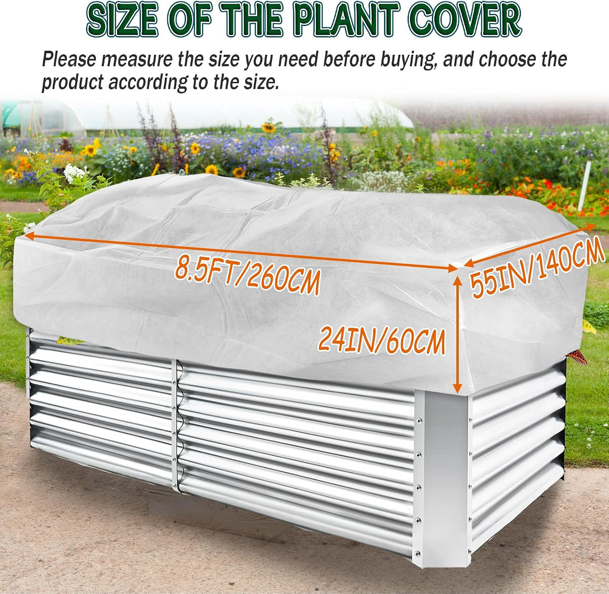 Rectangular Plant Cover Frost Big Size for 4×3×1FT Non Woven Fabric Garden Bed Cover with Zip Drawstring for Winter Cover Protection，Raised Beds Protect Plant Vegetable from Winter Frost