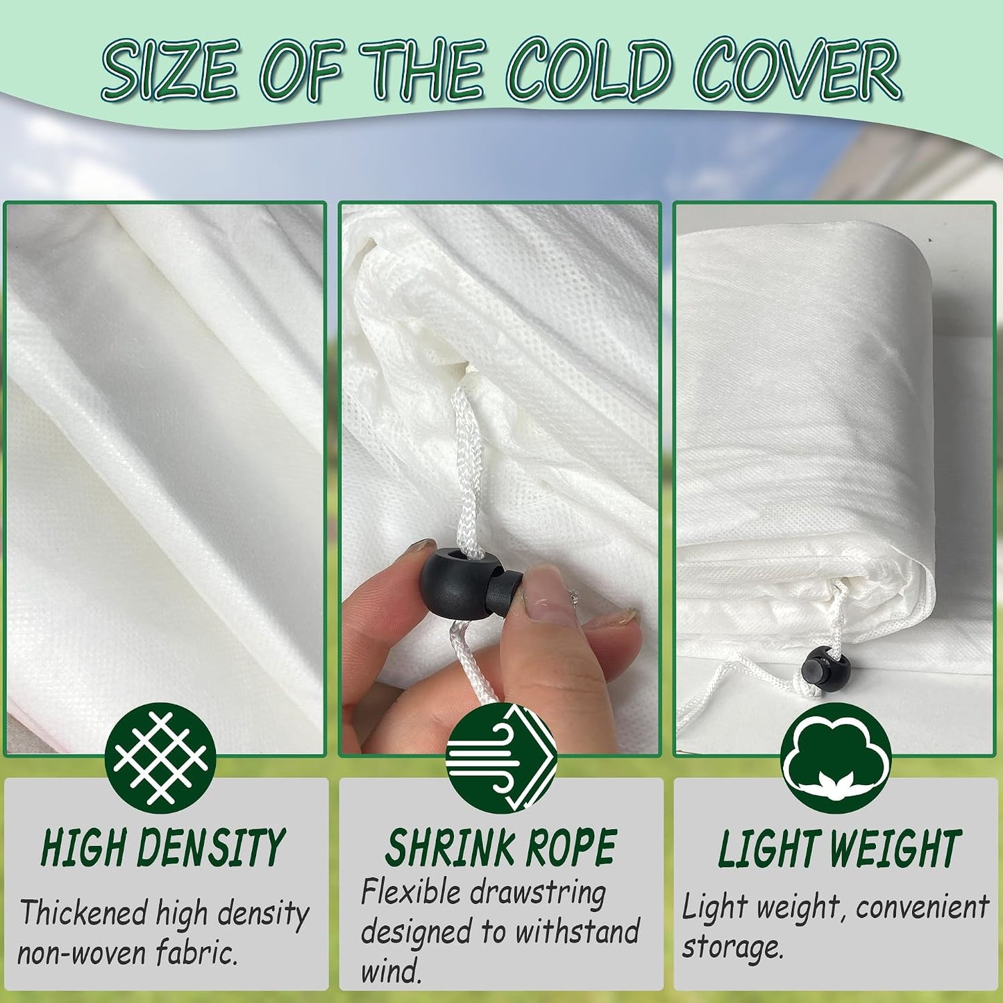 Rectangular Plant Cover Frost Big Size for 4×3×1FT Non Woven Fabric Garden Bed Cover with Zip Drawstring for Winter Cover Protection，Raised Beds Protect Plant Vegetable from Winter Frost