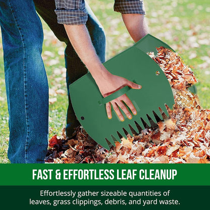 Leaf Scoops Hand Rakes, Large Leaf Grabbers for Yard Work and Garden Use, Clear and Collect Garden Rake, Leaf Scooper and Claws for Leaves, Lawn Debris, and Trash Cleanup, Green