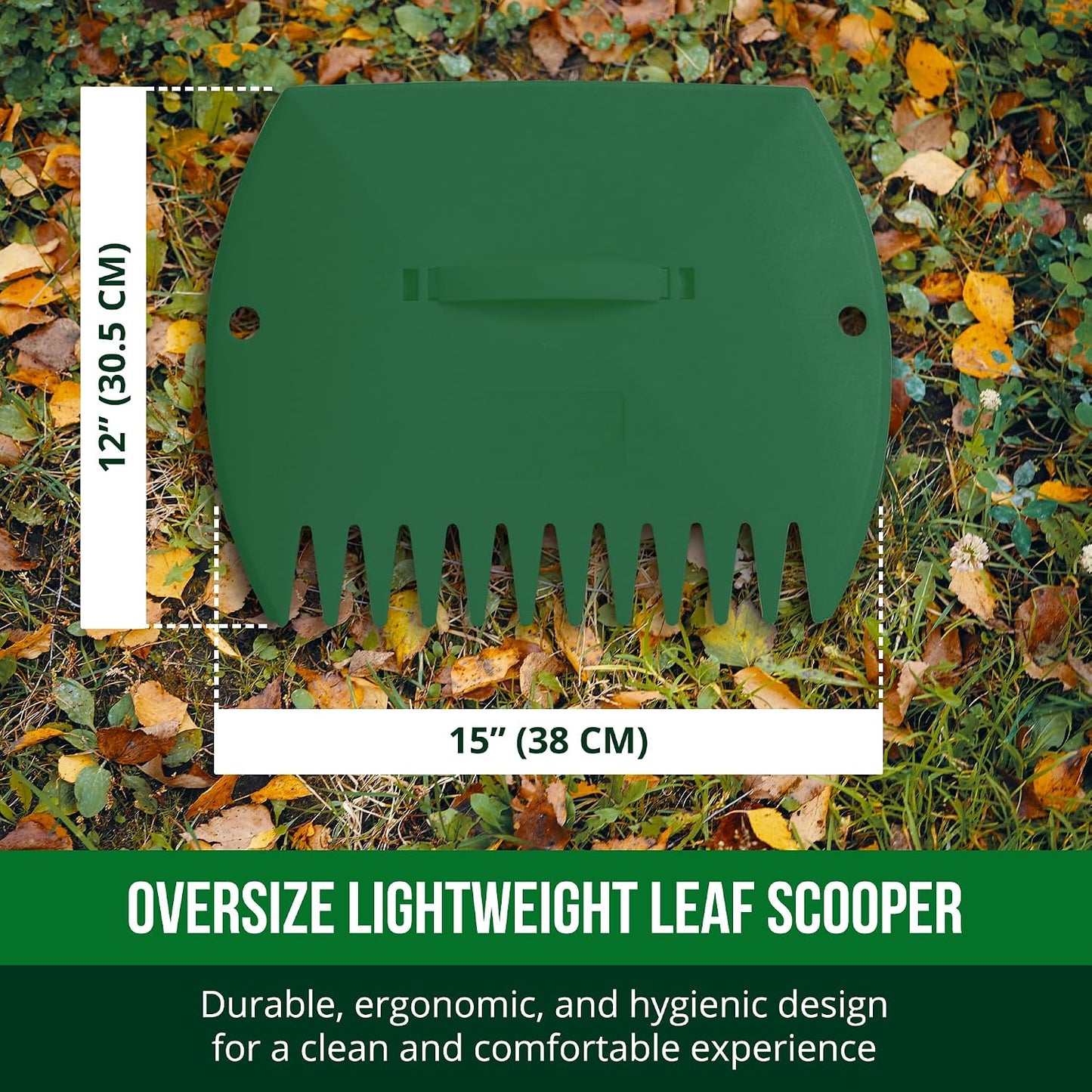Leaf Scoops Hand Rakes, Large Leaf Grabbers for Yard Work and Garden Use, Clear and Collect Garden Rake, Leaf Scooper and Claws for Leaves, Lawn Debris, and Trash Cleanup, Green