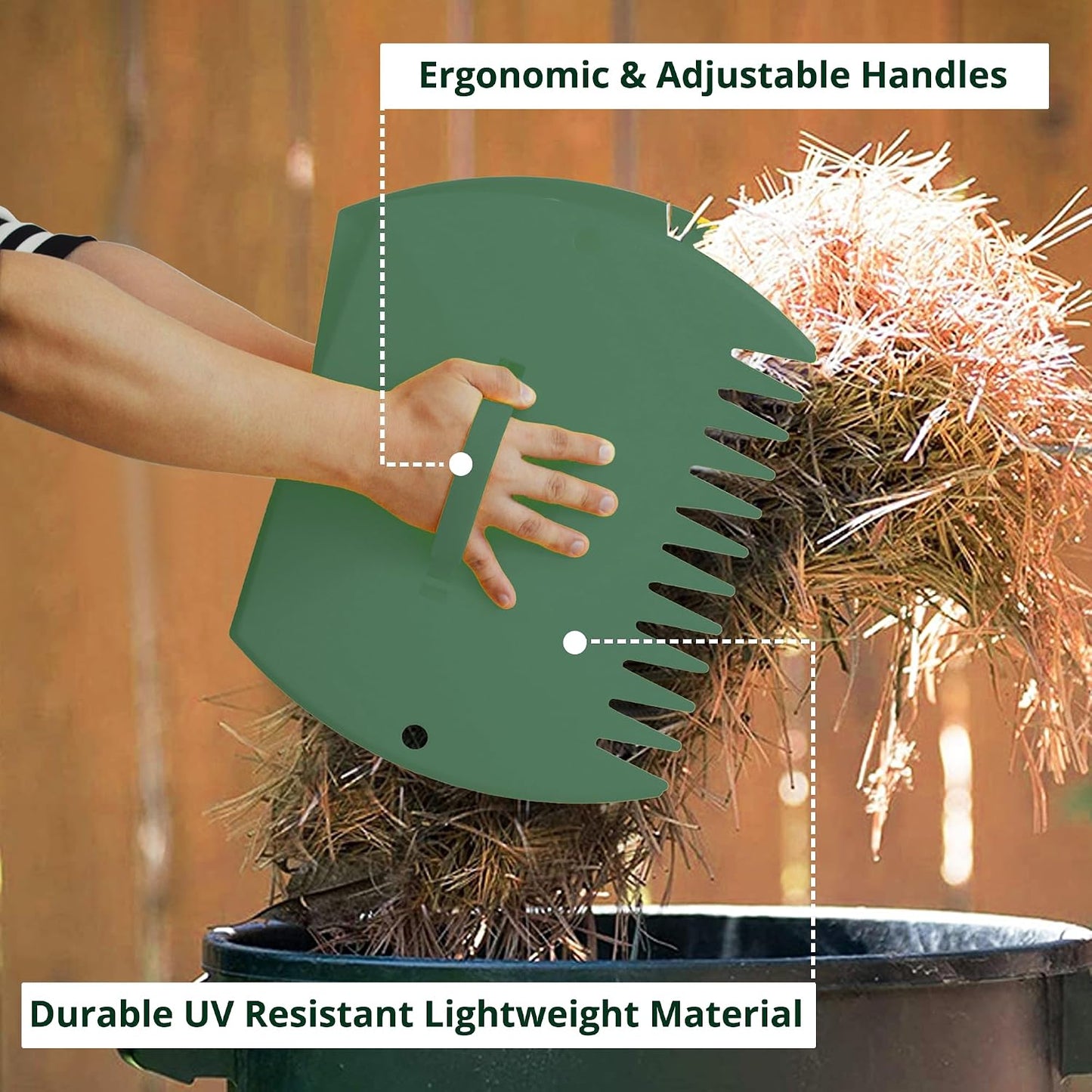 Leaf Scoops Hand Rakes, Large Leaf Grabbers for Yard Work and Garden Use, Clear and Collect Garden Rake, Leaf Scooper and Claws for Leaves, Lawn Debris, and Trash Cleanup, Green