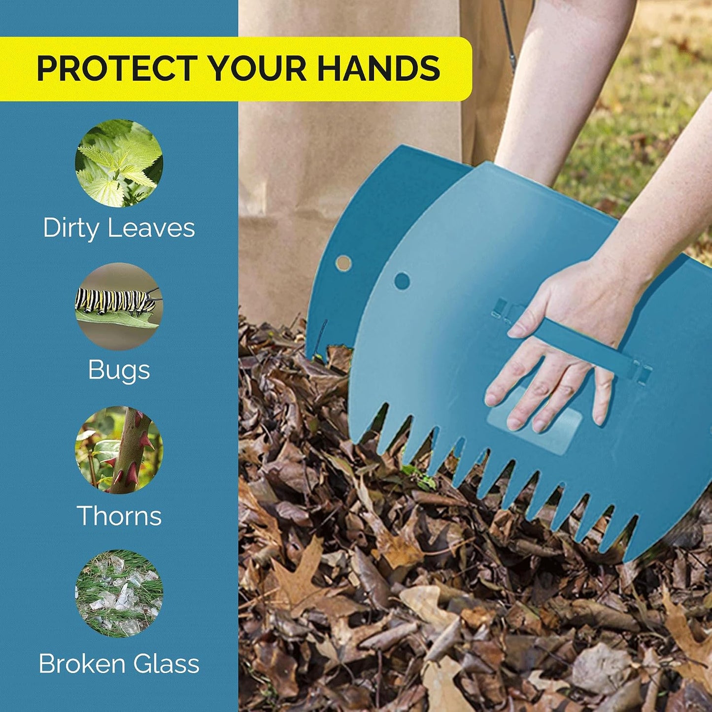 Leaf Scoops Hand Rakes, Large Leaf Grabbers for Yard Work and Garden Use, Clear and Collect Garden Rake, Leaf Scooper and Claws for Leaves, Lawn Debris, and Trash Cleanup, Green