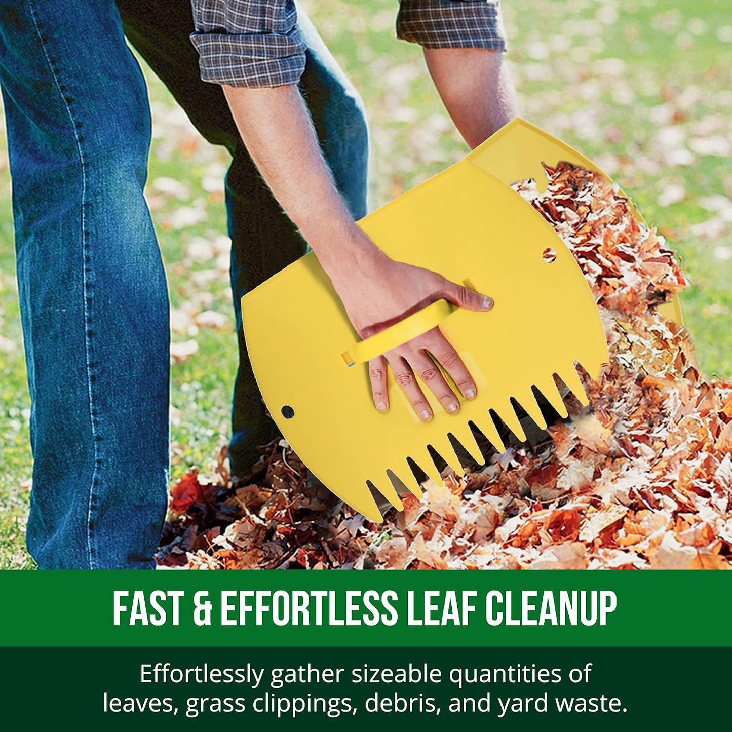 Leaf Scoops Hand Rakes, Large Leaf Grabbers for Yard Work and Garden Use, Clear and Collect Garden Rake, Leaf Scooper and Claws for Leaves, Lawn Debris, and Trash Cleanup, Green
