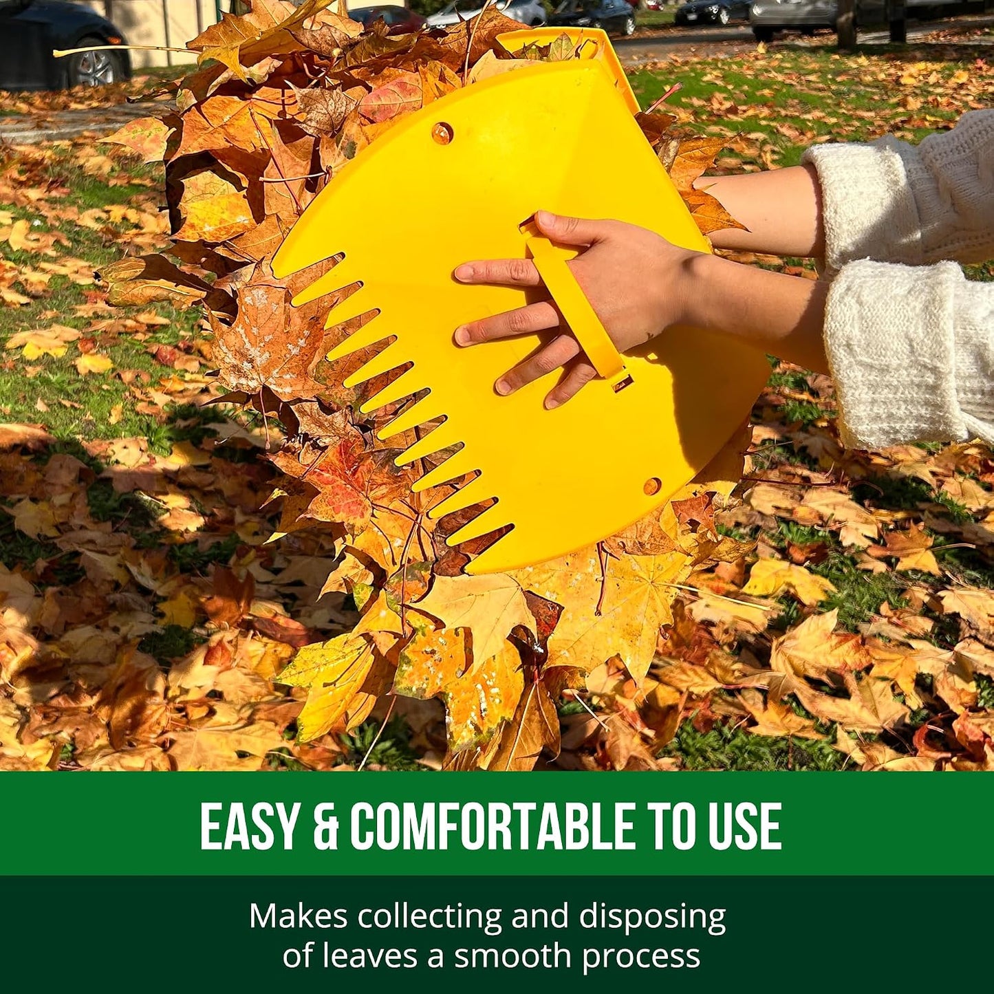 Leaf Scoops Hand Rakes, Large Leaf Grabbers for Yard Work and Garden Use, Clear and Collect Garden Rake, Leaf Scooper and Claws for Leaves, Lawn Debris, and Trash Cleanup, Green