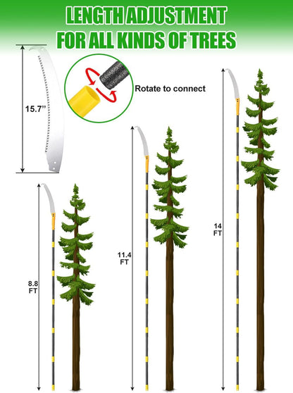 8.8FT Pole Saws for Tree Trimming: 2-in-1 Pole Saw With with Adjustable Length & Steel Blade Lightweight Manual Pruning Tool for Forestry Yard Garden Patio