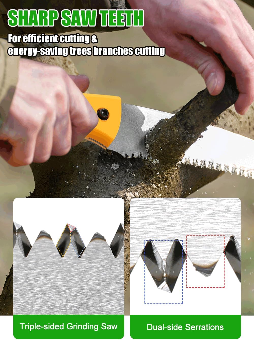 8.8FT Pole Saws for Tree Trimming: 2-in-1 Pole Saw With with Adjustable Length & Steel Blade Lightweight Manual Pruning Tool for Forestry Yard Garden Patio