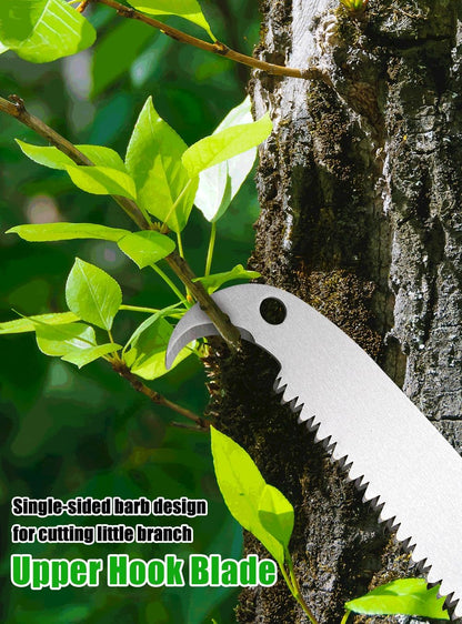 8.8FT Pole Saws for Tree Trimming: 2-in-1 Pole Saw With with Adjustable Length & Steel Blade Lightweight Manual Pruning Tool for Forestry Yard Garden Patio