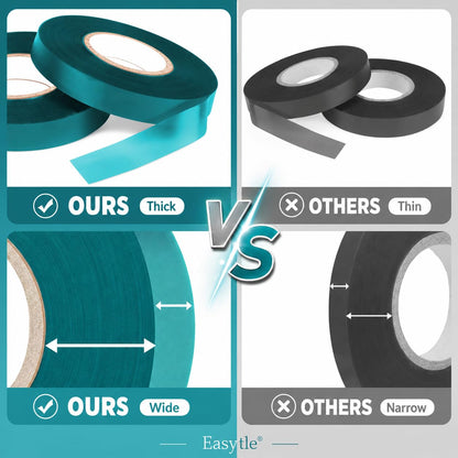 2 Pack x 150 ft Stretch Tie Tape Roll, 1/2" Garden Tie Tape, Thick Sturdy Plant Ribbon Garden Green Vinyl Stake Gardening Tools for Indoor Outdoor Patio Plant Use