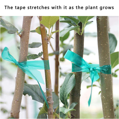 2 Pack x 150 ft Stretch Tie Tape Roll, 1/2" Garden Tie Tape, Thick Sturdy Plant Ribbon Garden Green Vinyl Stake Gardening Tools for Indoor Outdoor Patio Plant Use
