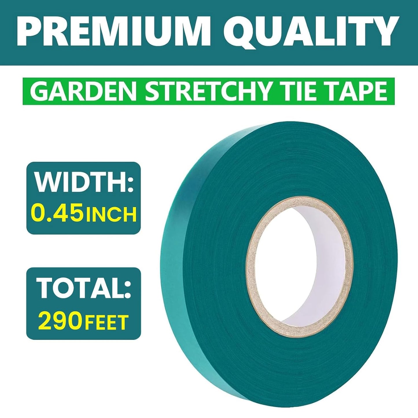 2 Pack x 150 ft Stretch Tie Tape Roll, 1/2" Garden Tie Tape, Thick Sturdy Plant Ribbon Garden Green Vinyl Stake Gardening Tools for Indoor Outdoor Patio Plant Use
