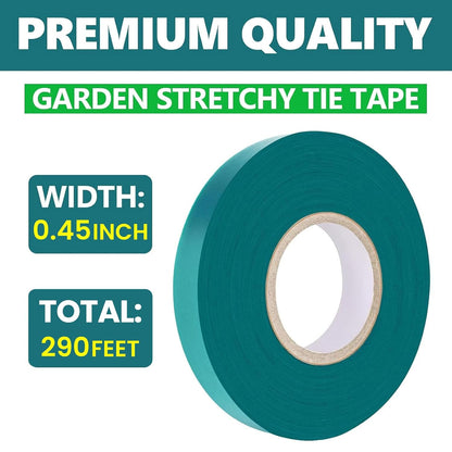2 Pack x 150 ft Stretch Tie Tape Roll, 1/2" Garden Tie Tape, Thick Sturdy Plant Ribbon Garden Green Vinyl Stake Gardening Tools for Indoor Outdoor Patio Plant Use
