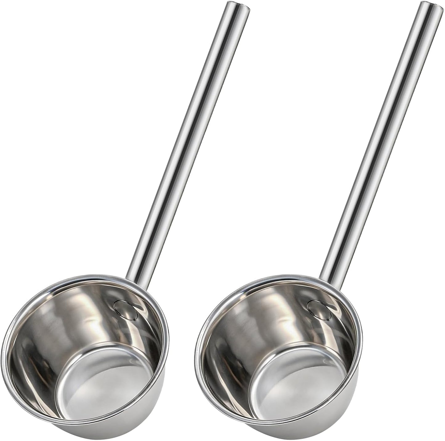 2 Pack Stainless Steel Water Ladle, 13.5" Metal Long Handle Water Dipper for Bath Rinse, Hair Washing Spoon Garden Watering Scoop for Bathroom Kitchen