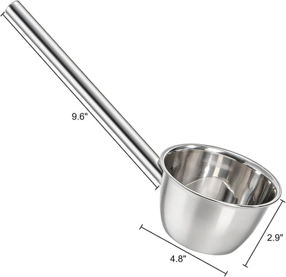 2 Pack Stainless Steel Water Ladle, 13.5" Metal Long Handle Water Dipper for Bath Rinse, Hair Washing Spoon Garden Watering Scoop for Bathroom Kitchen