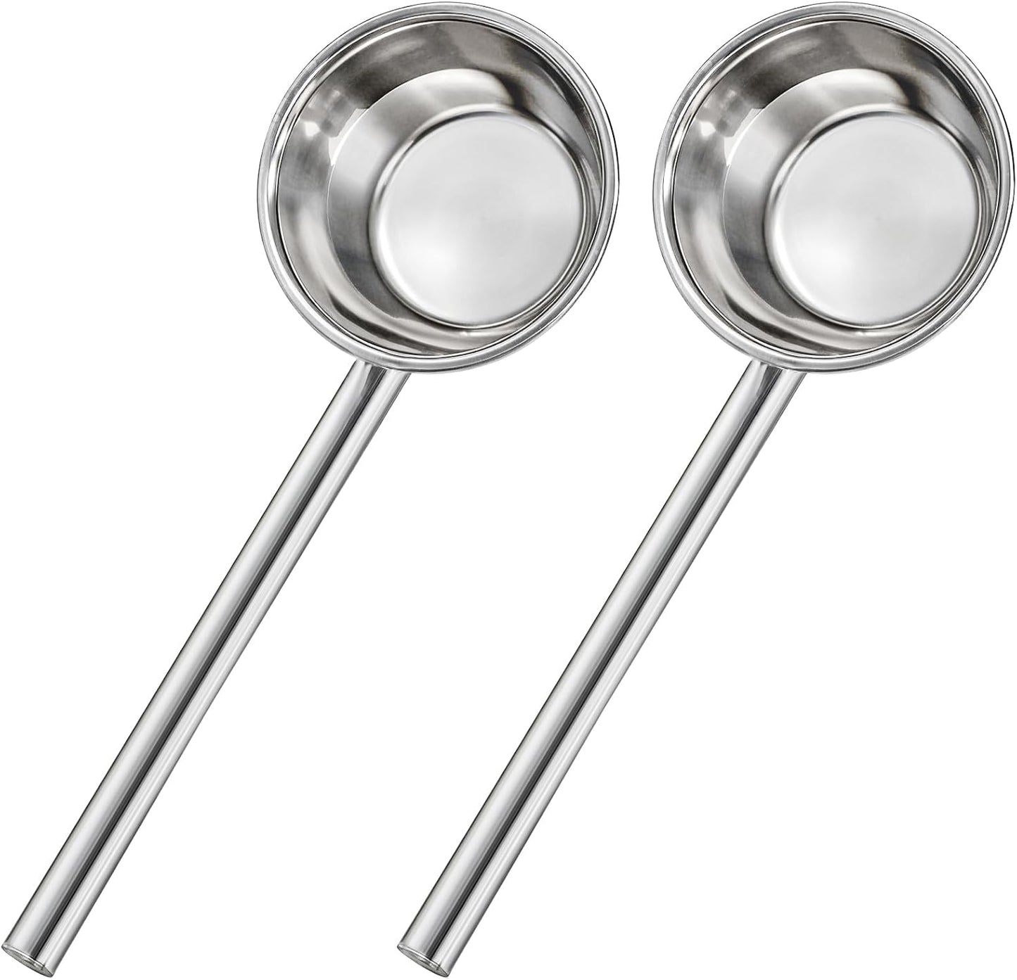 2 Pack Stainless Steel Water Ladle, 13.5" Metal Long Handle Water Dipper for Bath Rinse, Hair Washing Spoon Garden Watering Scoop for Bathroom Kitchen